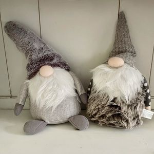 Set of 2 Gray Christmas Gnome Plushes